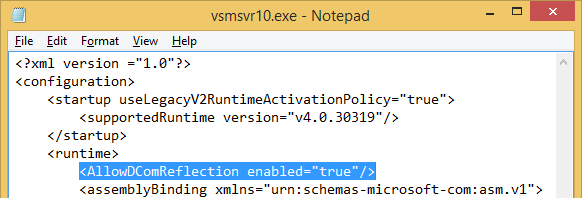 adding-allowdcomreflection-to-vsmsvr10-exe-config.png
